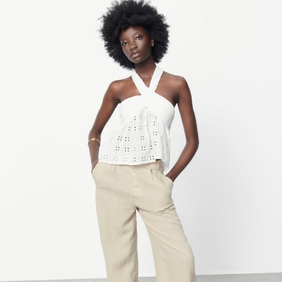 Zara Tops Zara Combination Embroidered Eyelet Top Poshmark